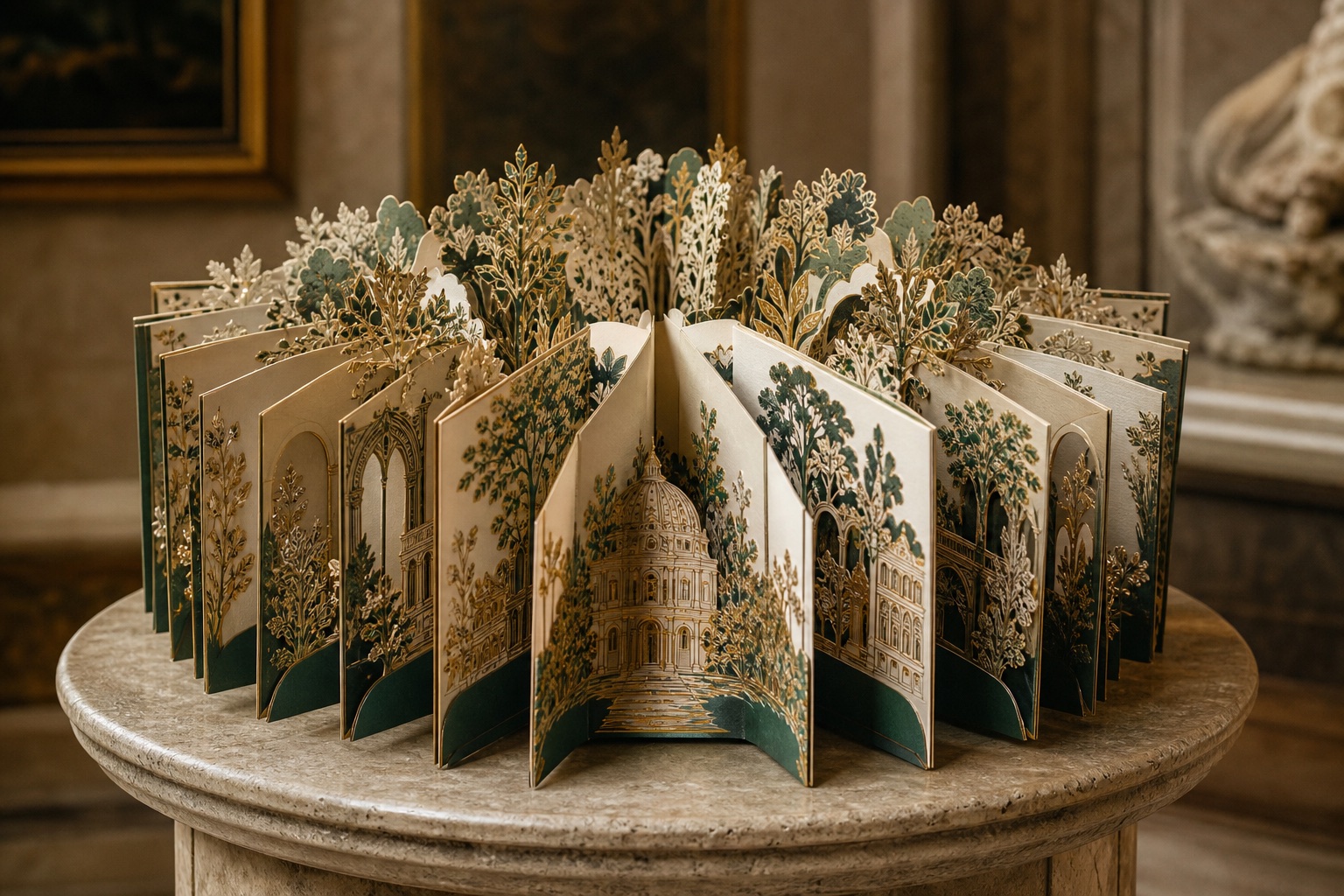 Circular carousel paper book for a cultural publication