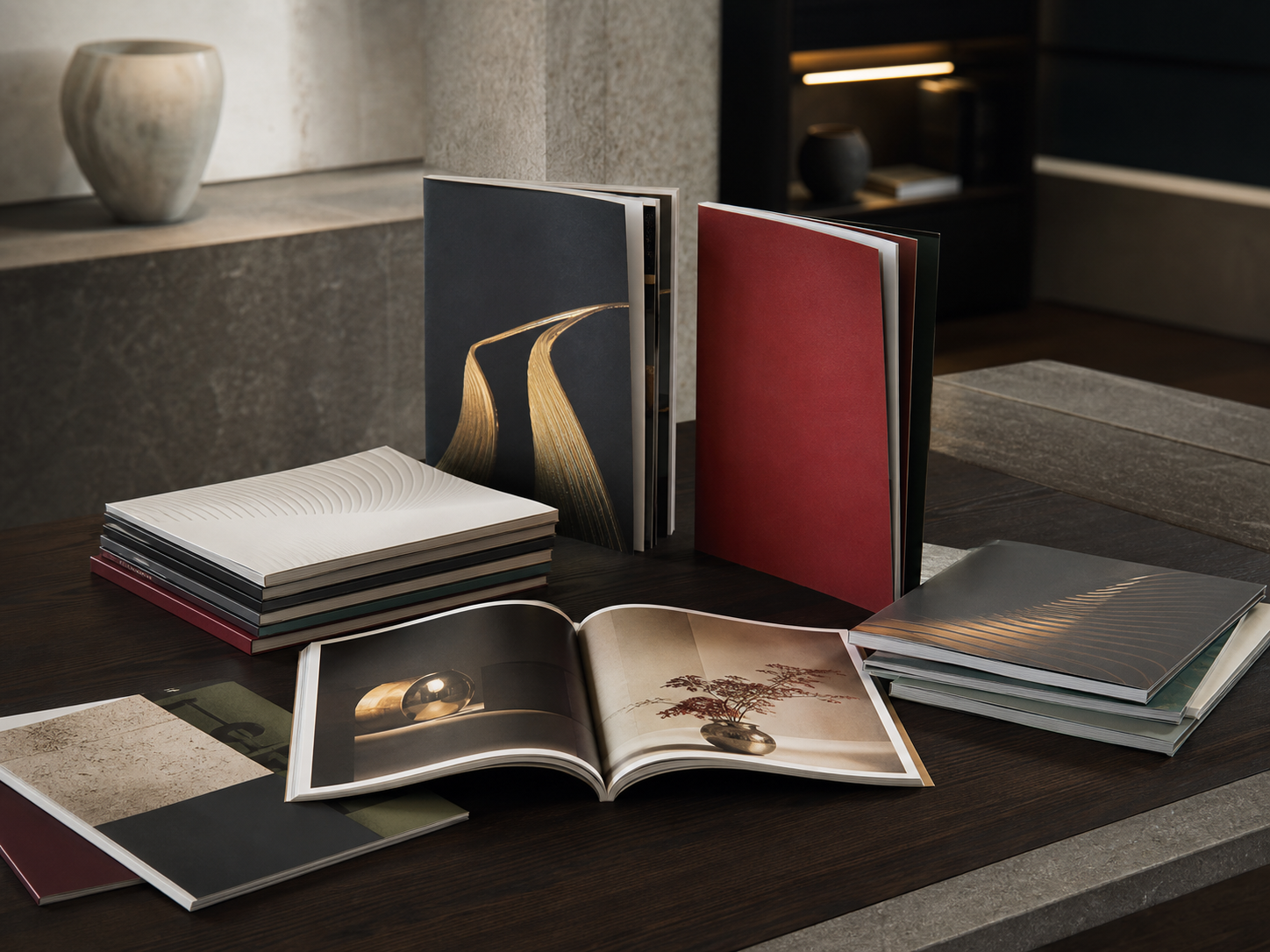 Premium softcover catalogue magazine and brand book printing
