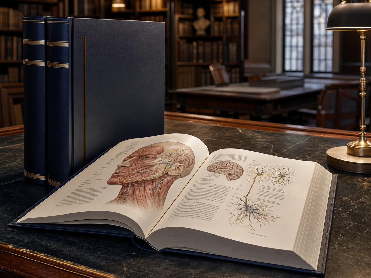 Professional medical reference book in a scholarly library setting