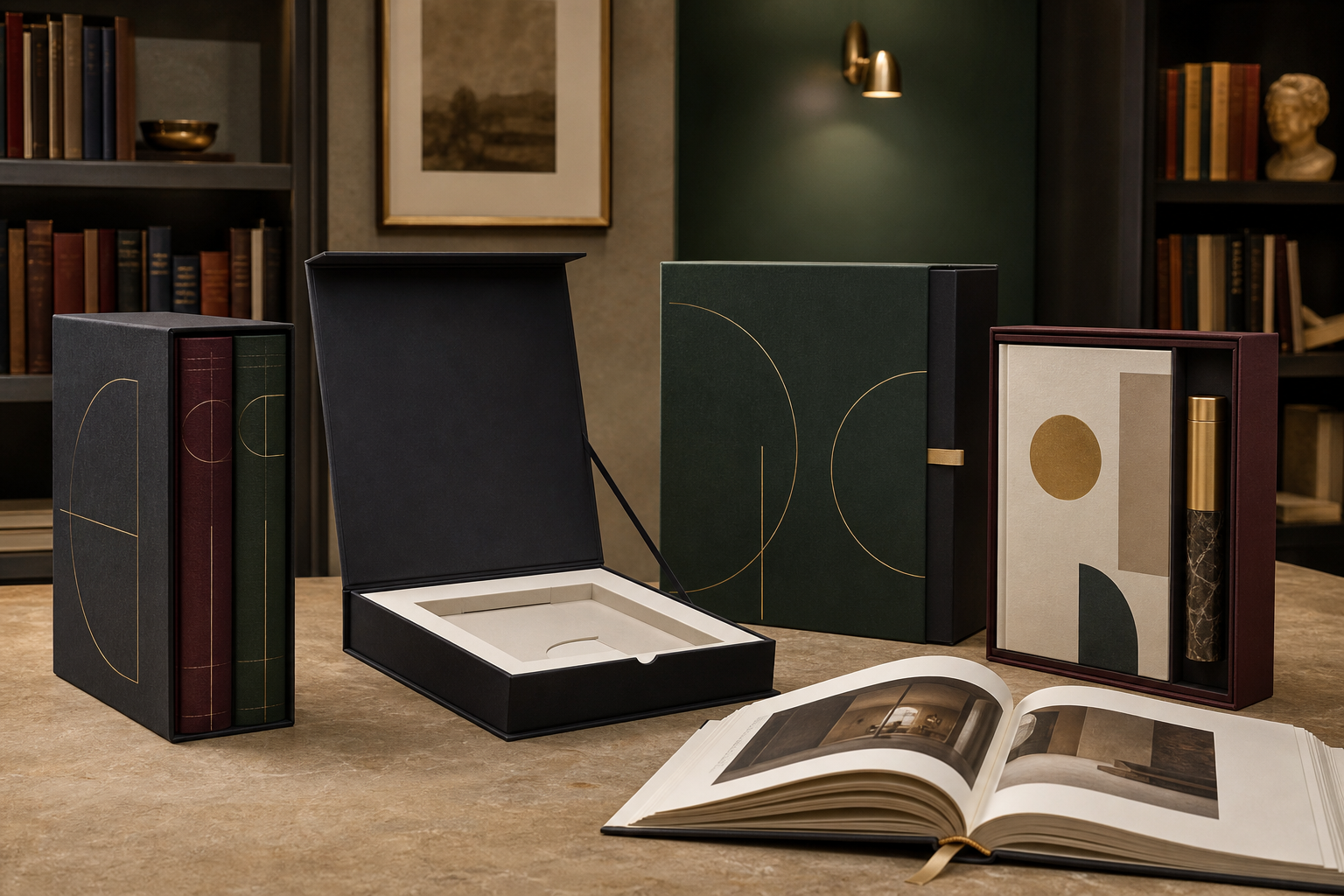 Book slipcases, clamshell boxes, archival portfolios and presentation sets