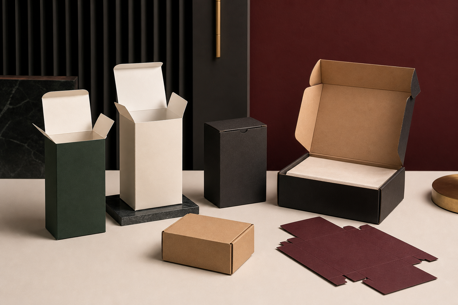 Folding cartons, corrugated mailer boxes and kraft shipping boxes