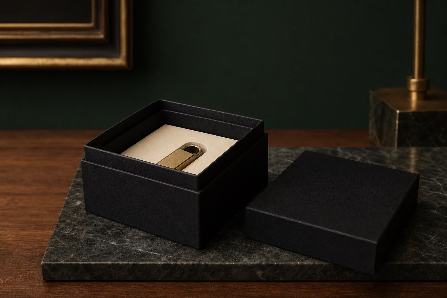 Black shoulder-neck rigid box with the inner shoulder clearly visible