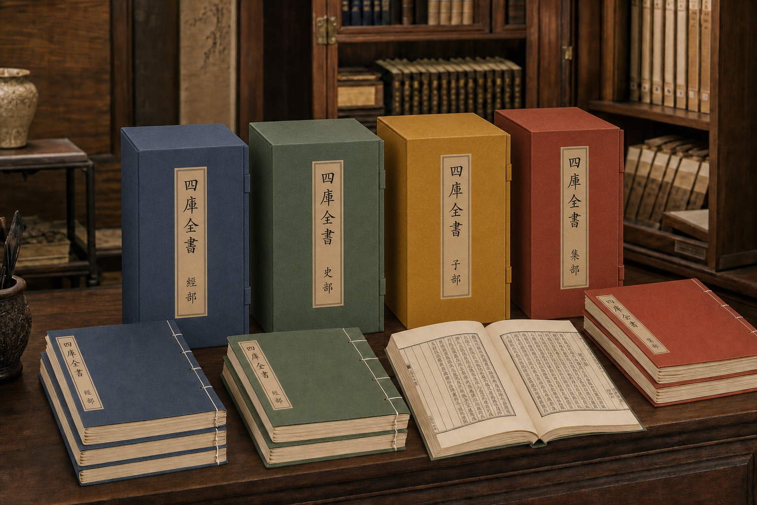 Siku Quanshu traditional four-hole thread binding and letter cover of classics and history subsets