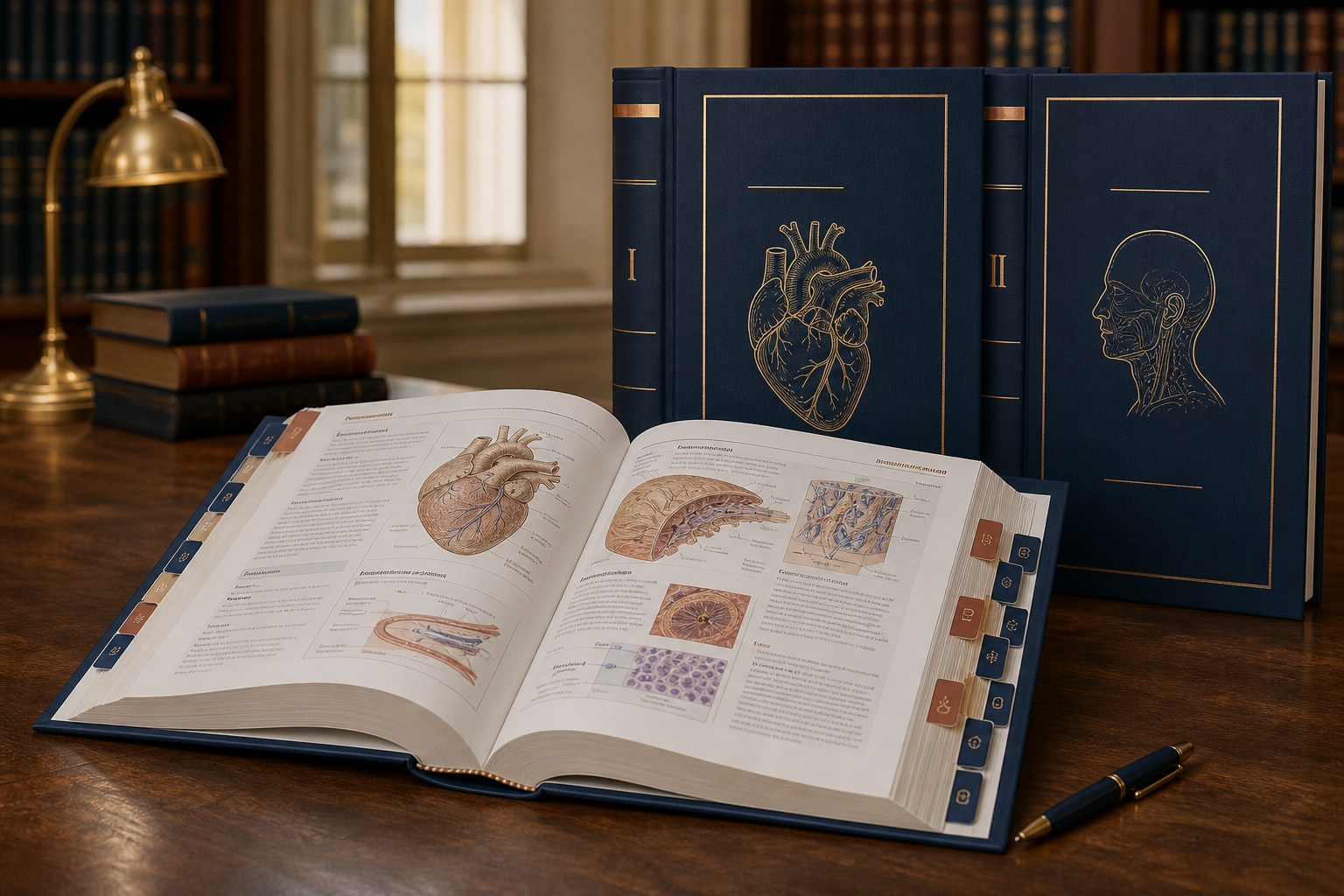 Medical reference books with indexed sections