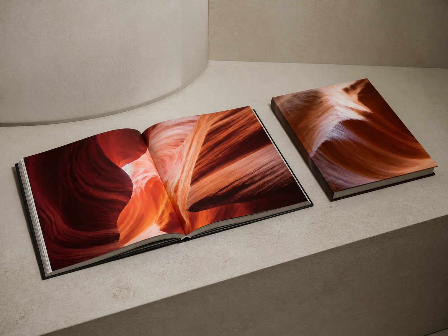 Hardcover fine-art photography monograph with full-bleed image spreads