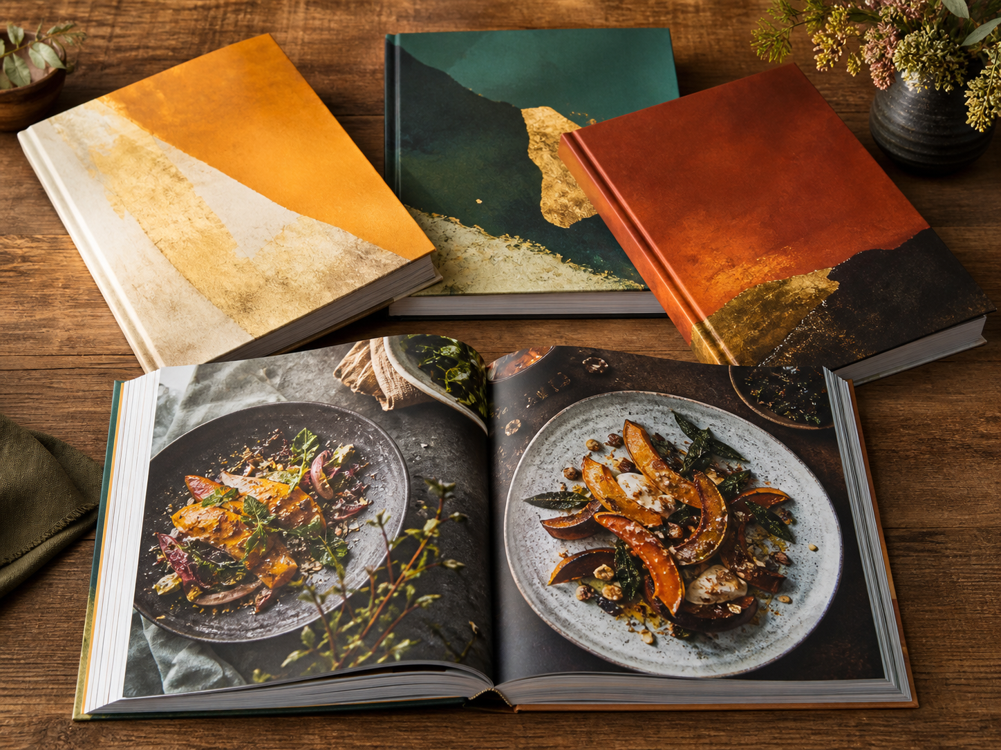 Multi-volume culinary publishing series with dish photography