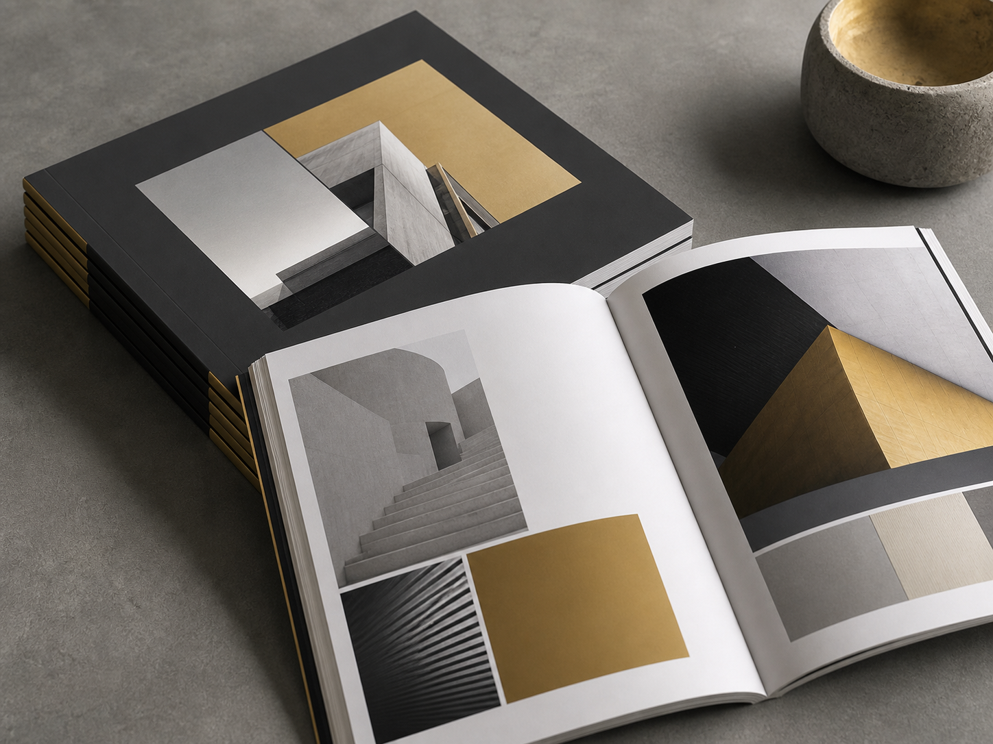 Architecture and design photography art periodical with image spreads