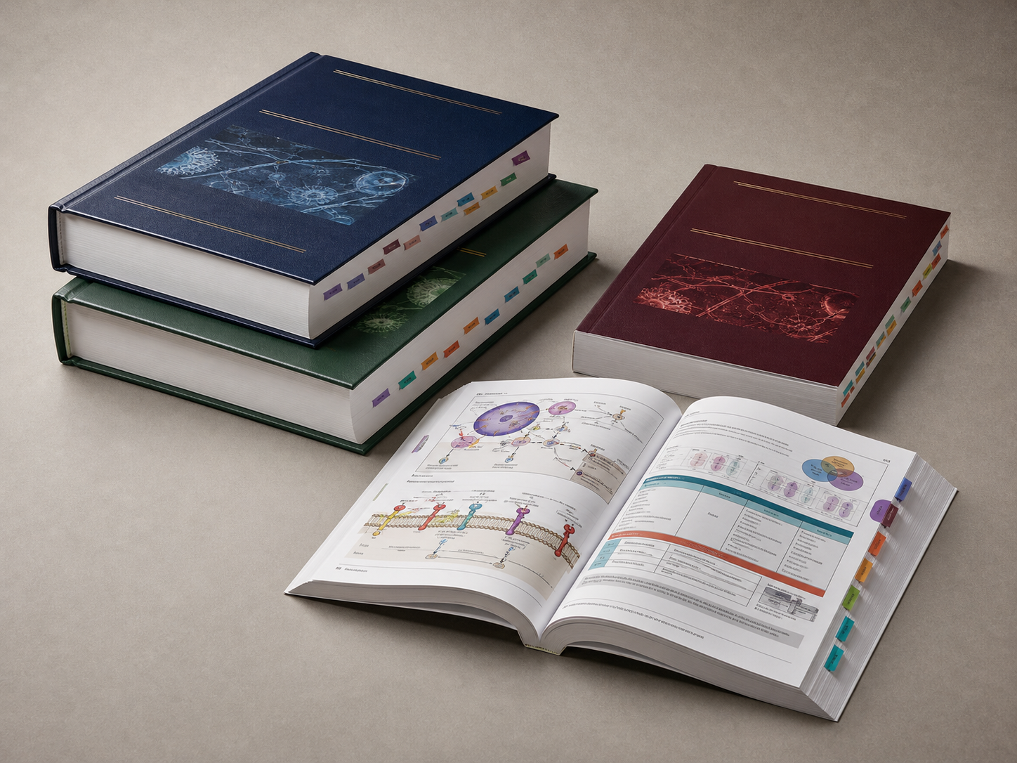 Clinical reference book with charts and index tabs