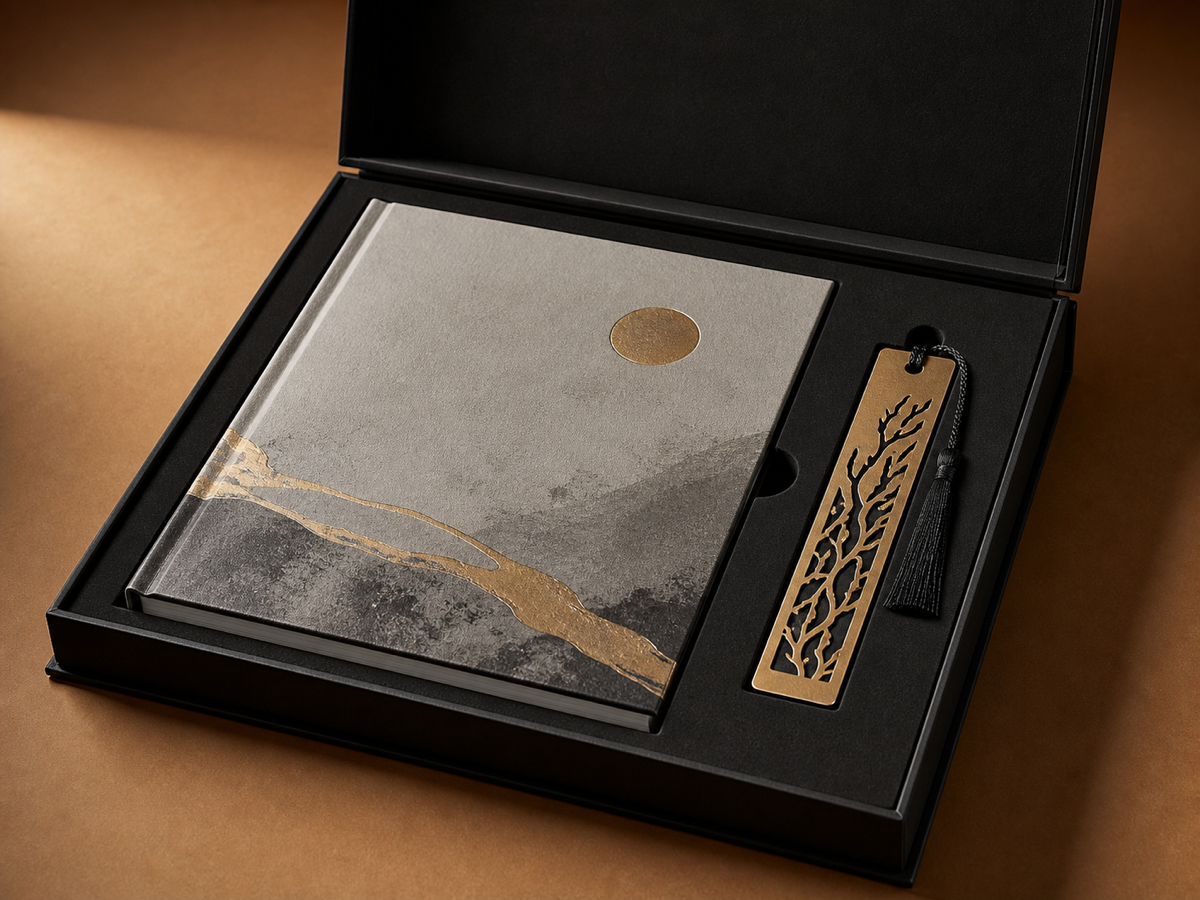 EVA locating insert for books and accessories in a slipcase presentation box