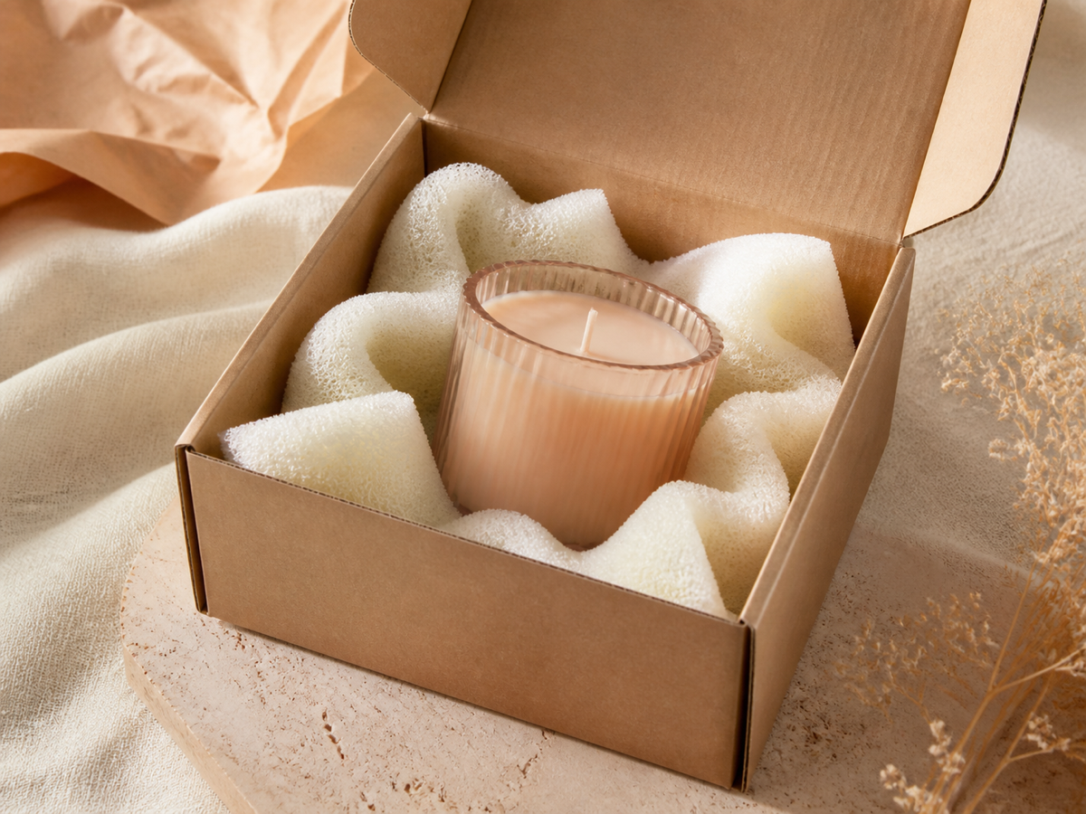 Light foam cushioning insert in a corrugated mailer box