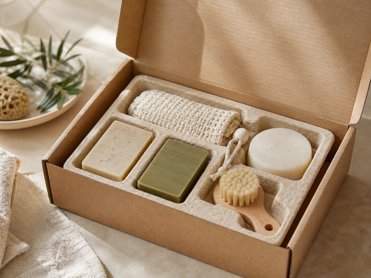 Moulded-pulp insert in a corrugated mailer box