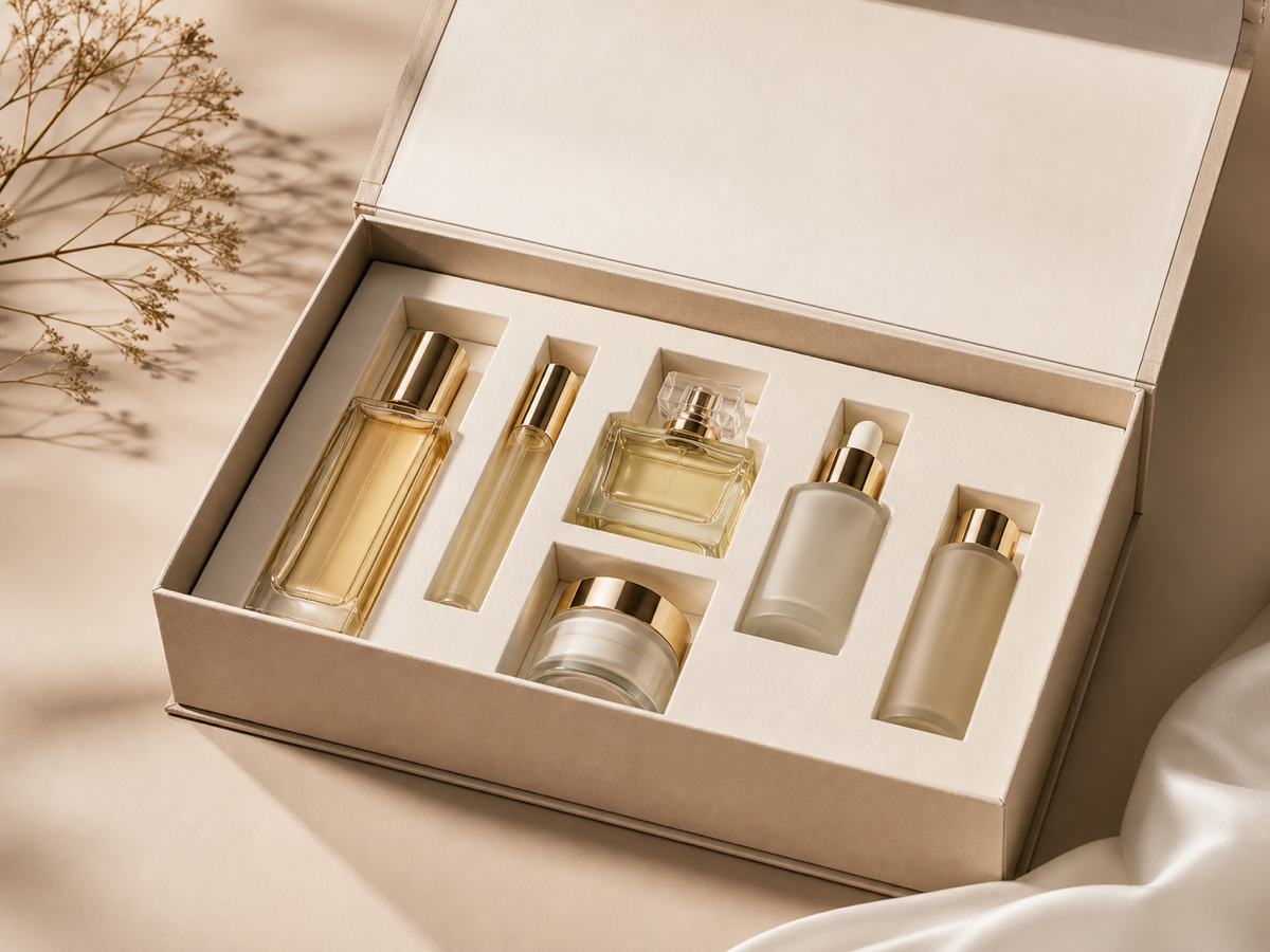 Paperboard divider insert in a premium rigid box