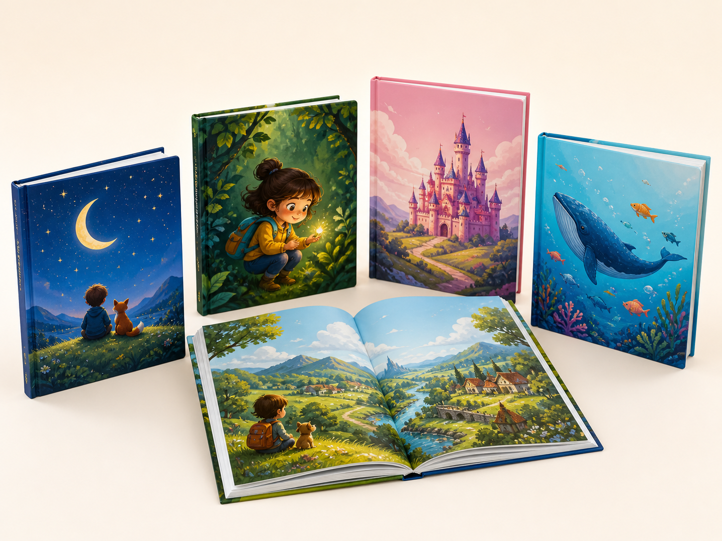 Finished multi-volume children's storybook series with open illustrated pages
