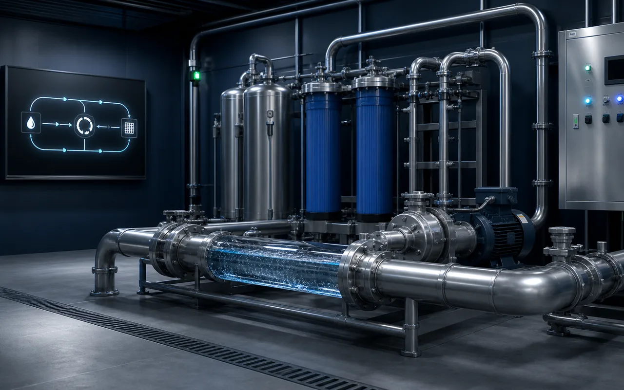 Industrial circulating water and filtration reuse system diagram
