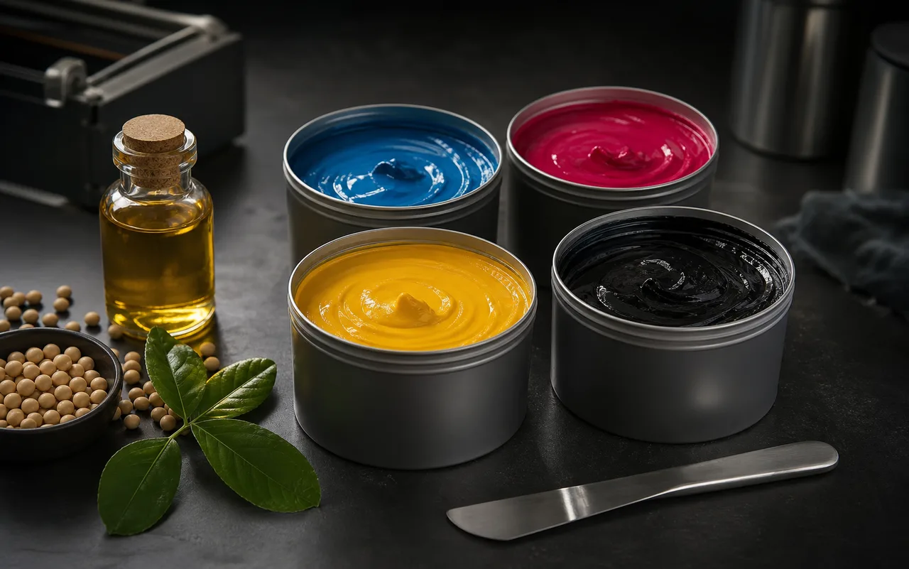Four-color printing ink and plant-based ink raw materials