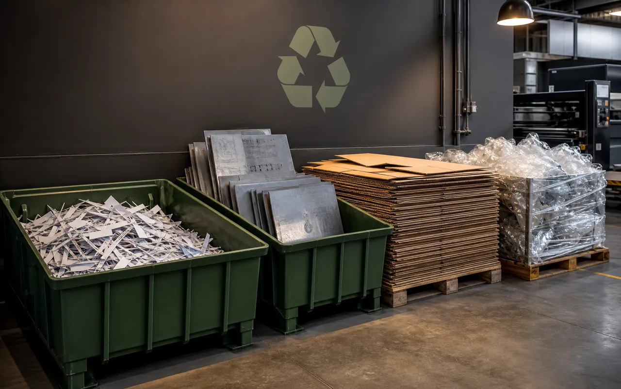 Classification and recycling of paper scraps, aluminum cardboard and packaging materials
