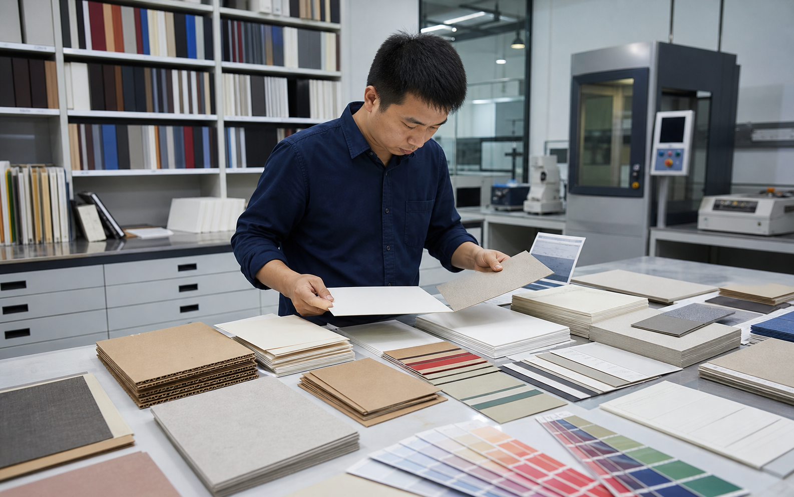 Dark Blue Workwear Materials Specialist compares the applicable scenarios of paper, cardboard and special materials
