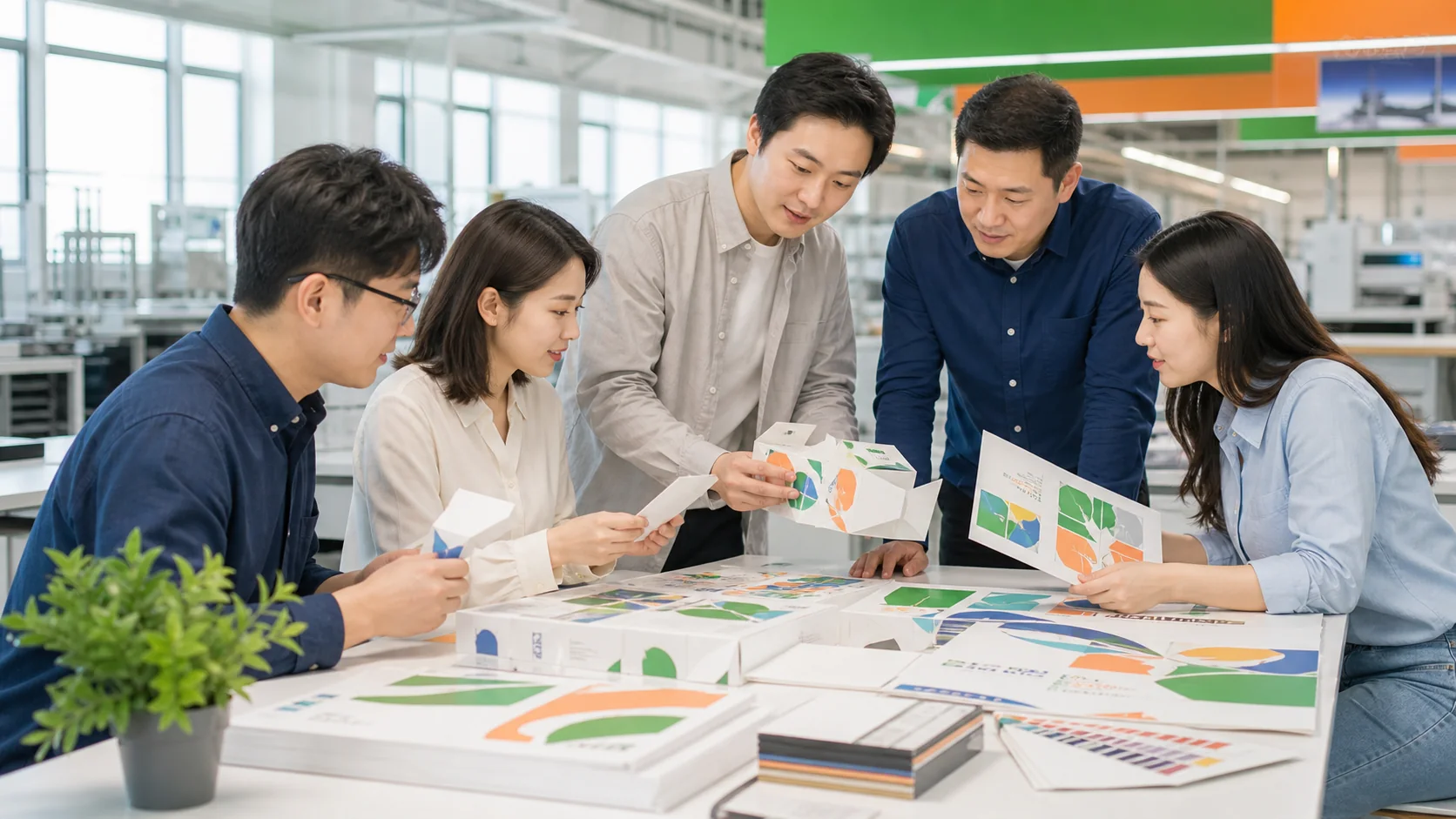 The project team collaboratively confirms the production path in the production workshop