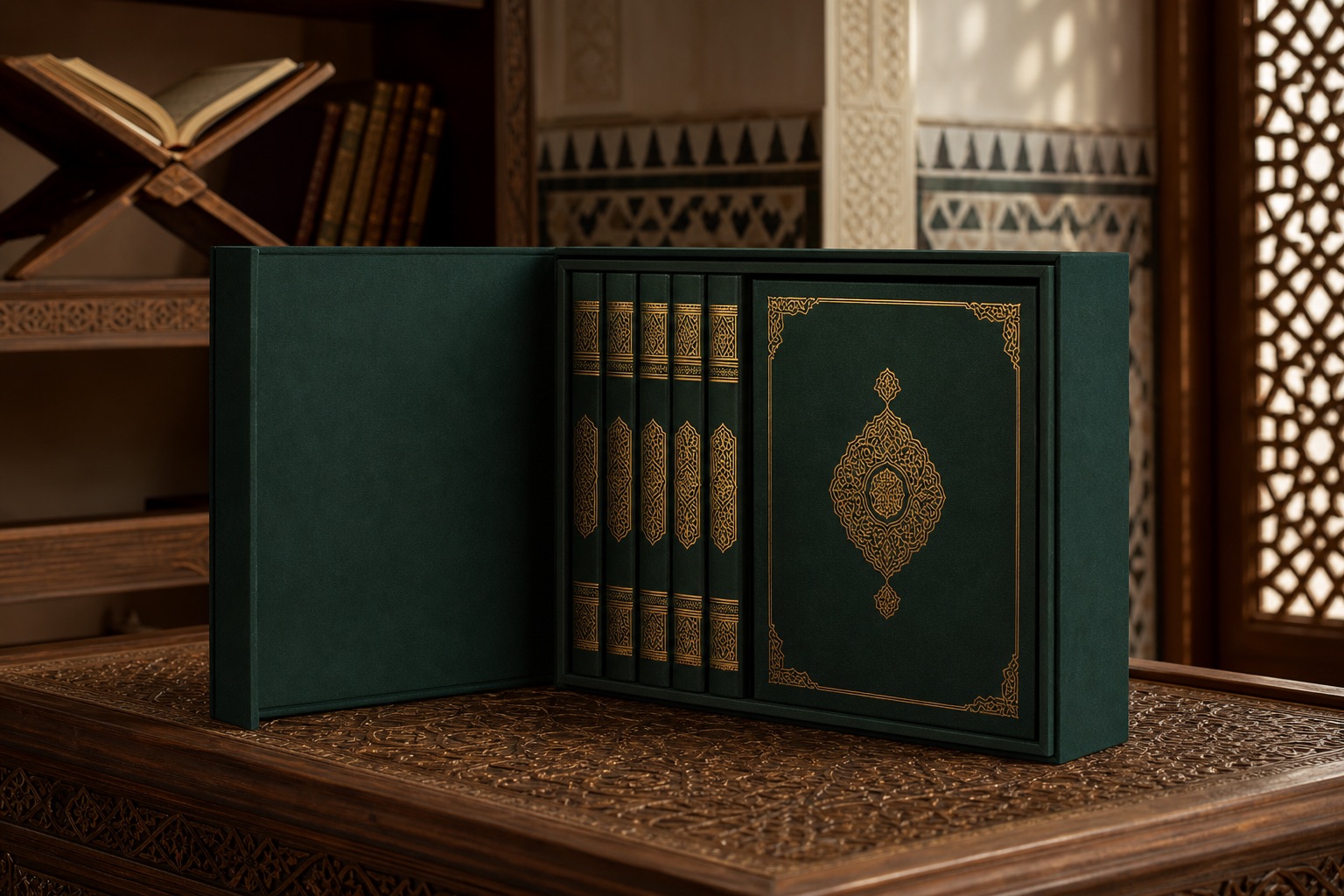 Arabic Qur'an study and Islamic scholarly collector hardcover series