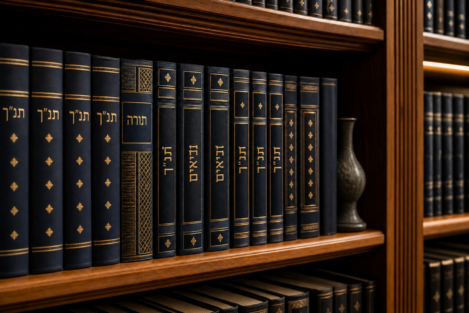 Tanakh and Jewish scholarly collector series with Hebrew spine lettering